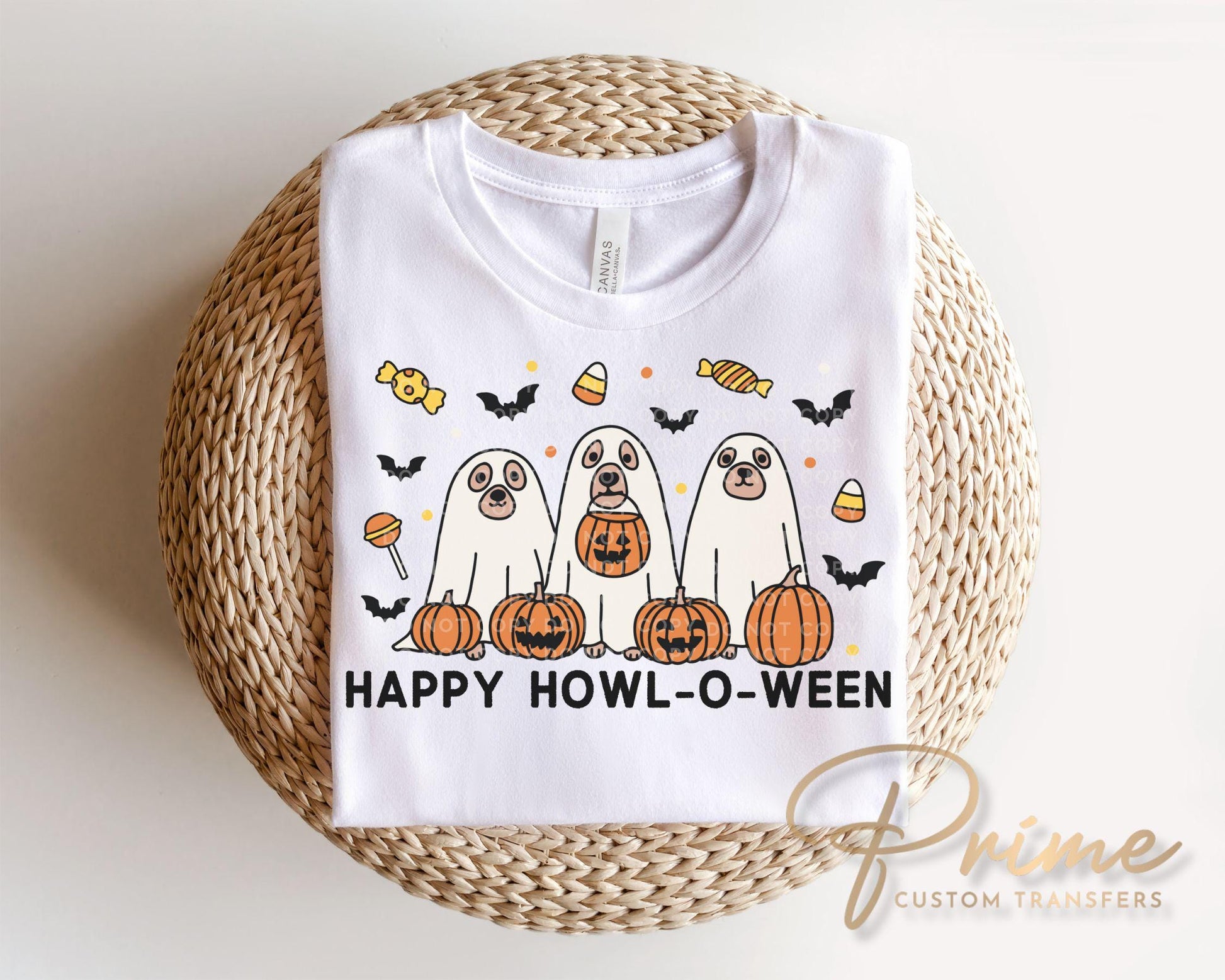 Halloween Dogs DTF Transfers, Ready to Press, T-shirt Transfers, Heat Transfer, Direct to Film, Ghost, Puppy, Pet Lover, Happy Howl-O-Ween