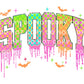 Drippy Neon Spooky DTF Transfer, Ready to Press, T-shirt Transfers, Heat Transfer, Direct to Film, Colorful, Checkered Halloween