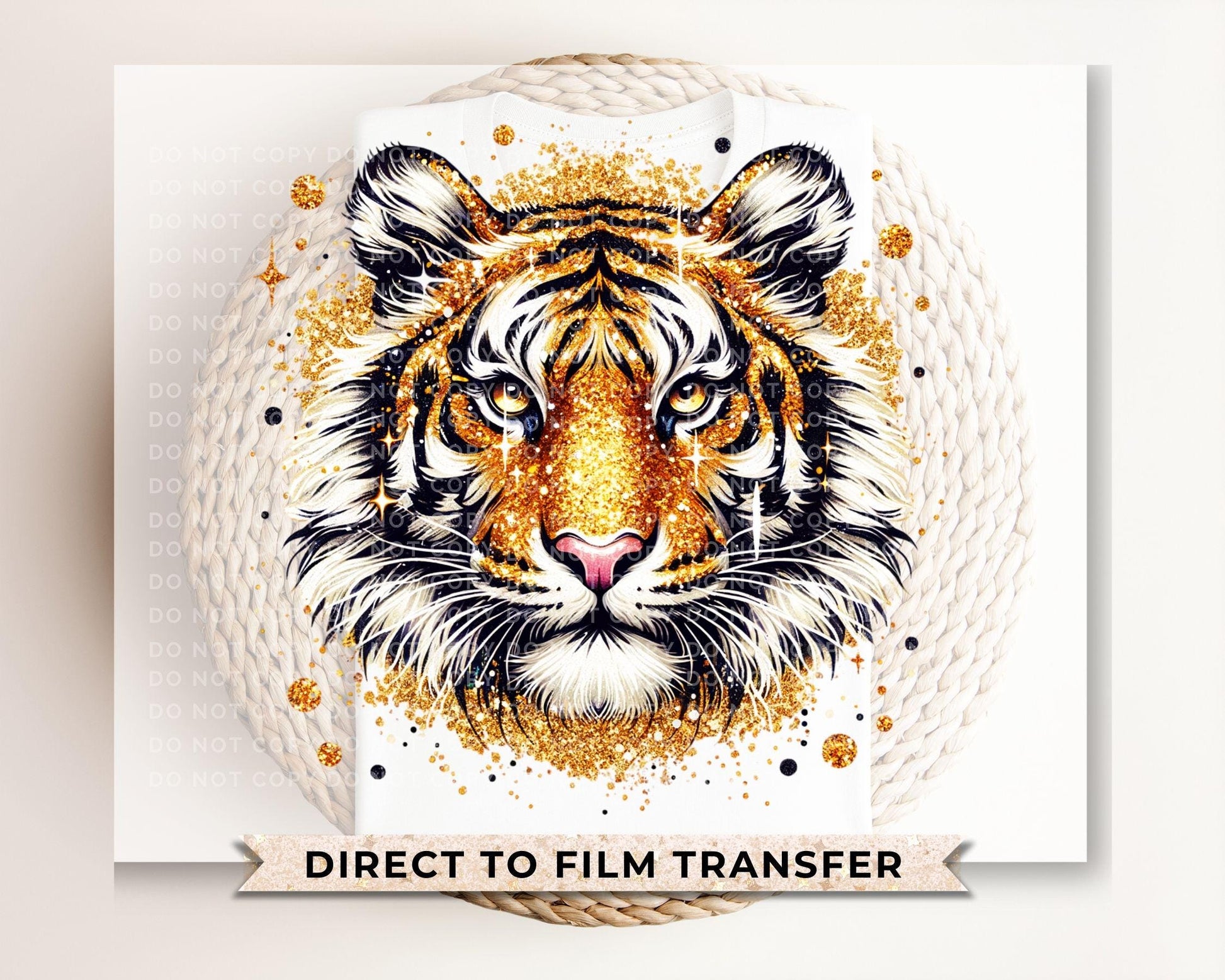 Tiger Mascot DTF Transfer, Ready to Press, T-shirt Transfer, Heat Transfer, Direct to Film, Football, Baseball, Basketball, FAUX Glitter