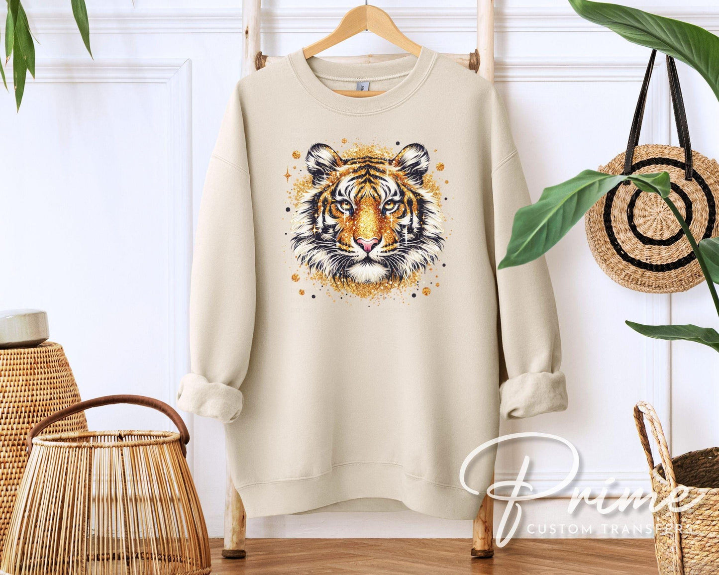Tiger Mascot DTF Transfer, Ready to Press, T-shirt Transfer, Heat Transfer, Direct to Film, Football, Baseball, Basketball, FAUX Glitter