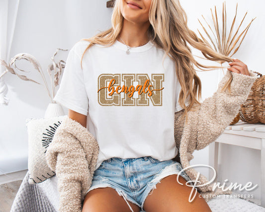 Cincinnati Football DTF Transfer | Direct to Film | Faux Glitter Effect