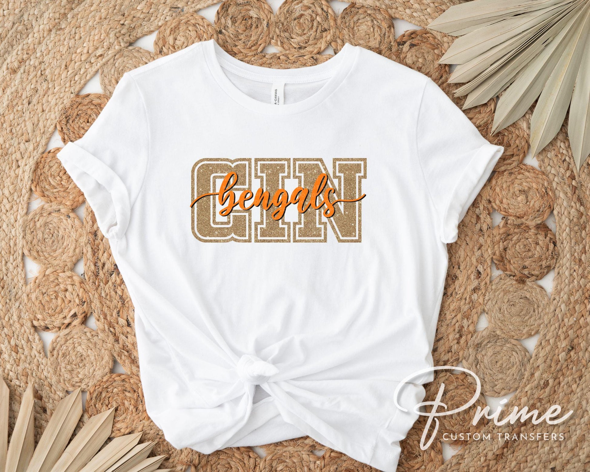 Cincinnati Football DTF Transfer | Direct to Film | Faux Glitter Effect