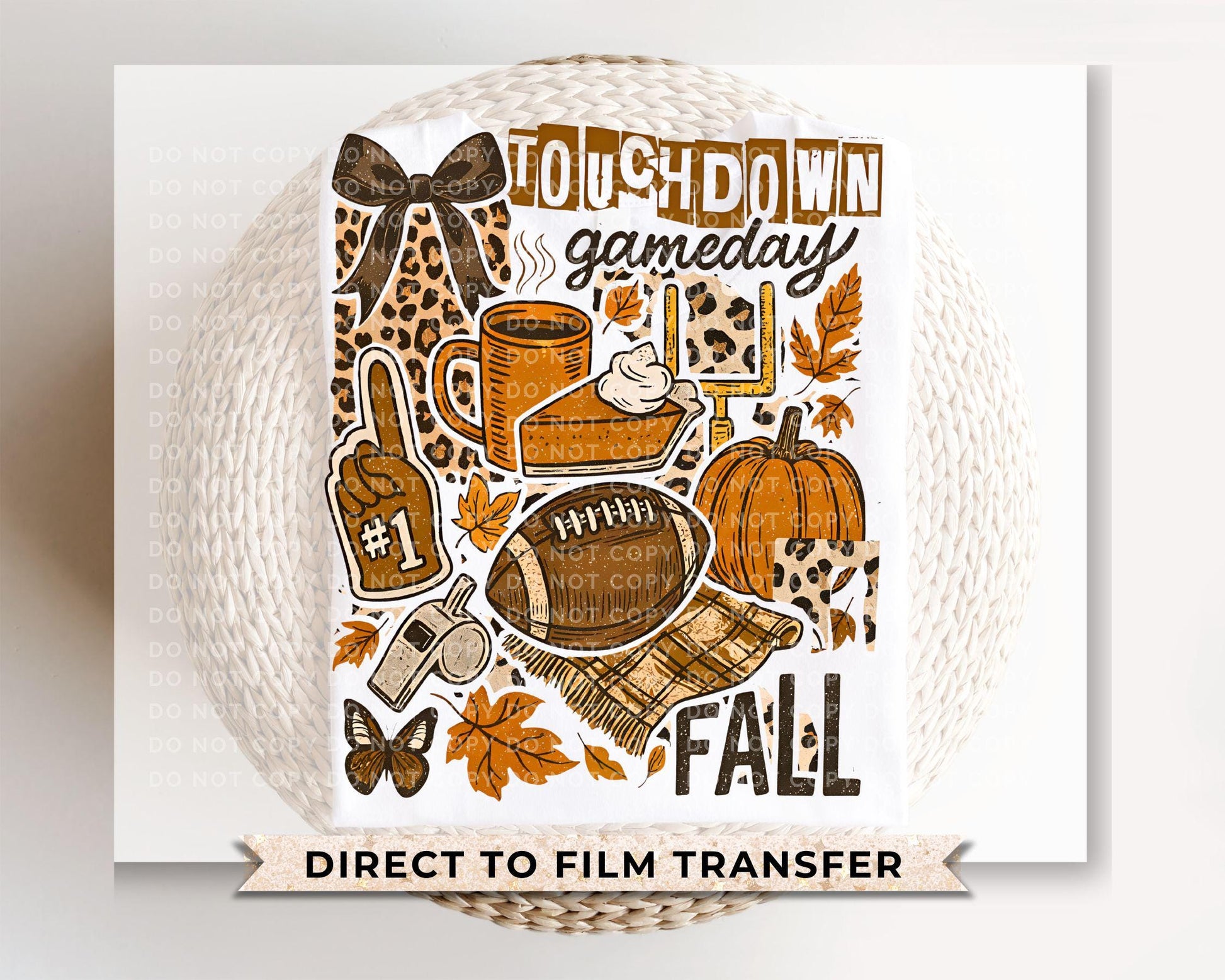 Fall Football Collage DTF Transfer, Ready to Press, T-shirt Transfer, Heat Transfer, Direct to Film, Game Day, Coquette Football Bow