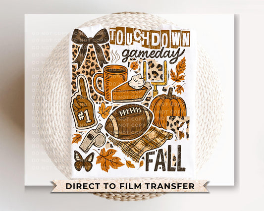 Fall Football Collage DTF Transfer, Ready to Press, T-shirt Transfer, Heat Transfer, Direct to Film, Game Day, Coquette Football Bow