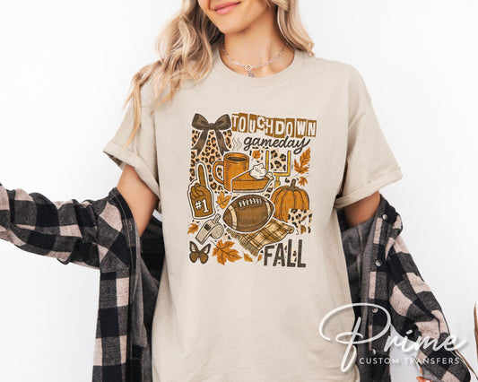 Fall Football Collage DTF Transfer, Ready to Press, T-shirt Transfer, Heat Transfer, Direct to Film, Game Day, Coquette Football Bow