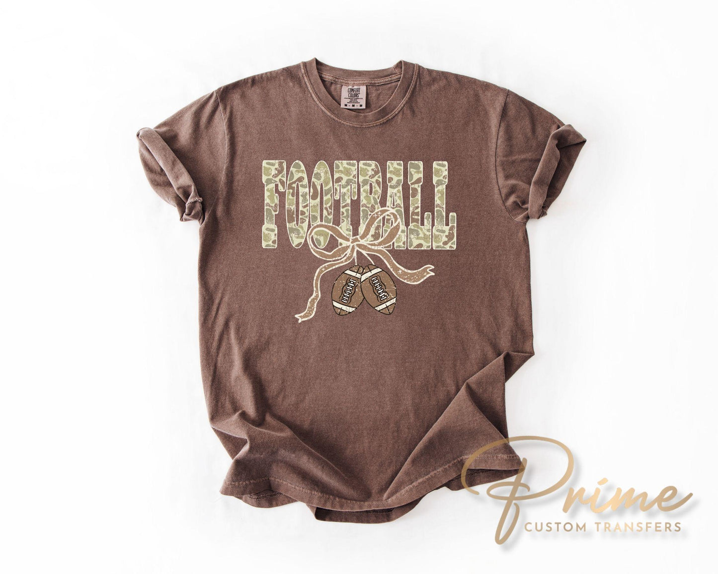 Camo Coquette Football DTF Transfer, Ready to Press, T-shirt Transfer, Heat Transfer, Direct to Film, Game Day Shirt Transfer