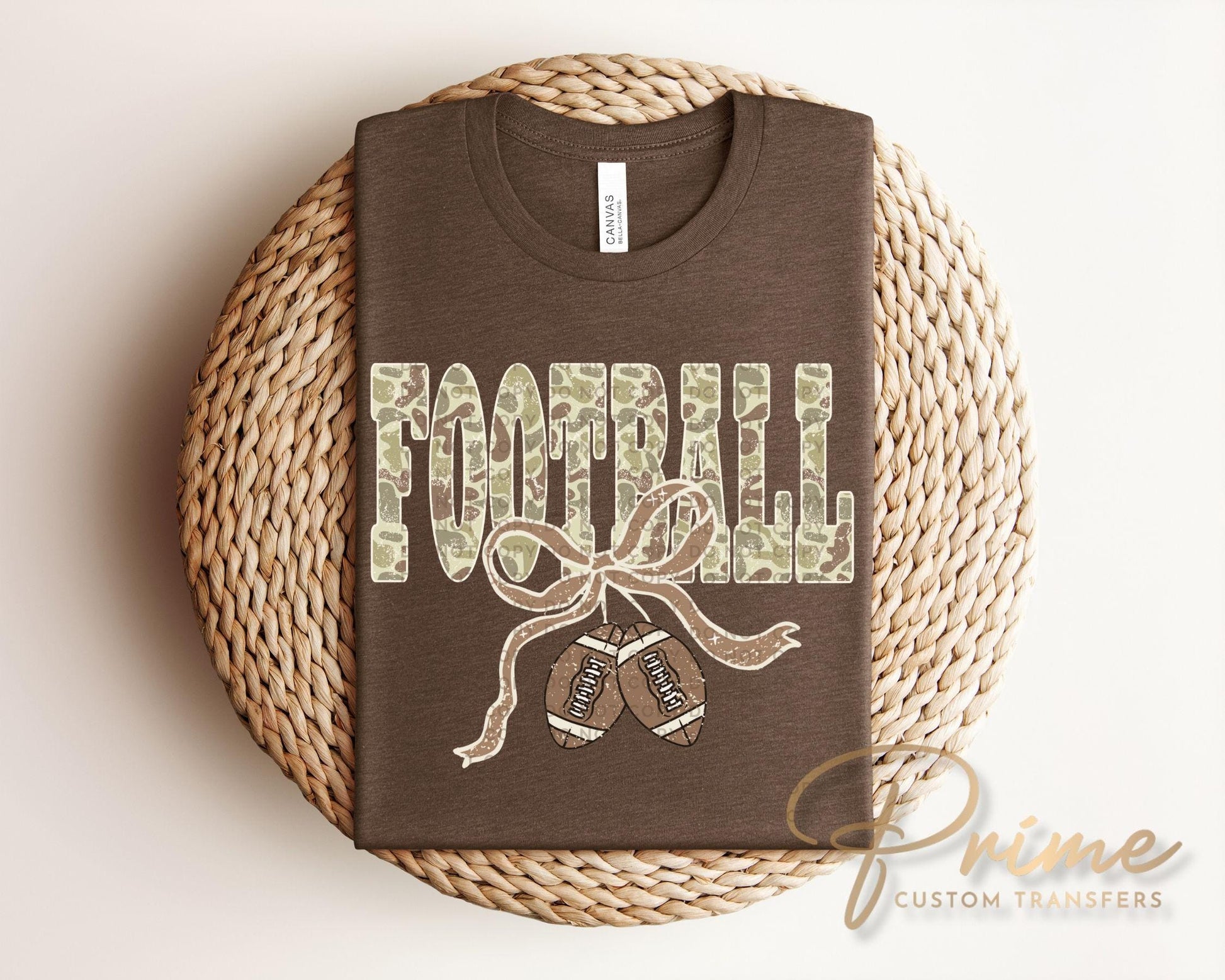 Camo Coquette Football DTF Transfer, Ready to Press, T-shirt Transfer, Heat Transfer, Direct to Film, Game Day Shirt Transfer