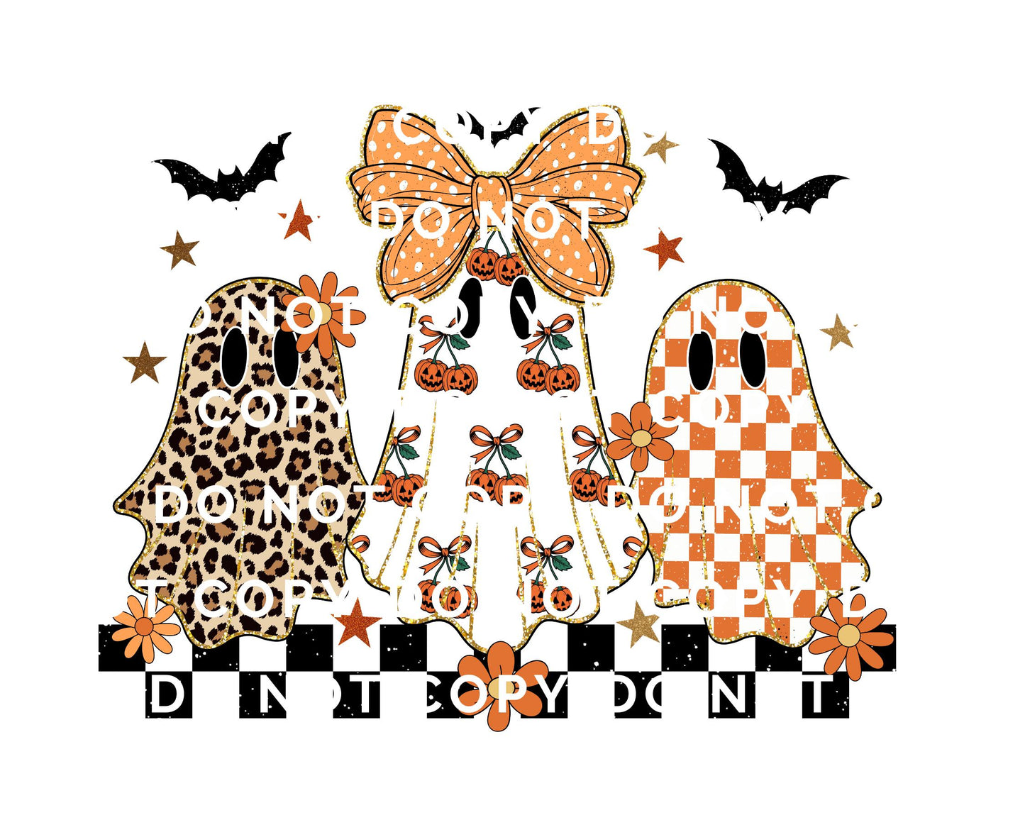 Checkered Coquette Ghosts DTF T-Shirt Transfer | Ready to Press