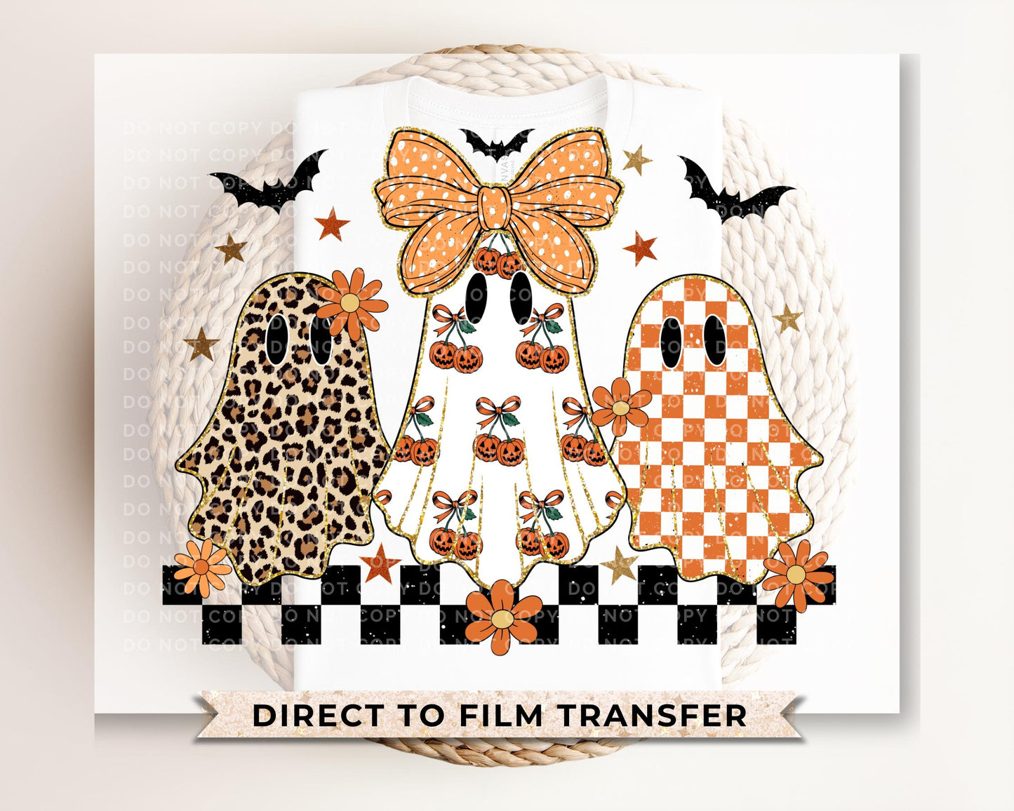 Checkered Coquette Ghosts DTF T-Shirt Transfer | Ready to Press