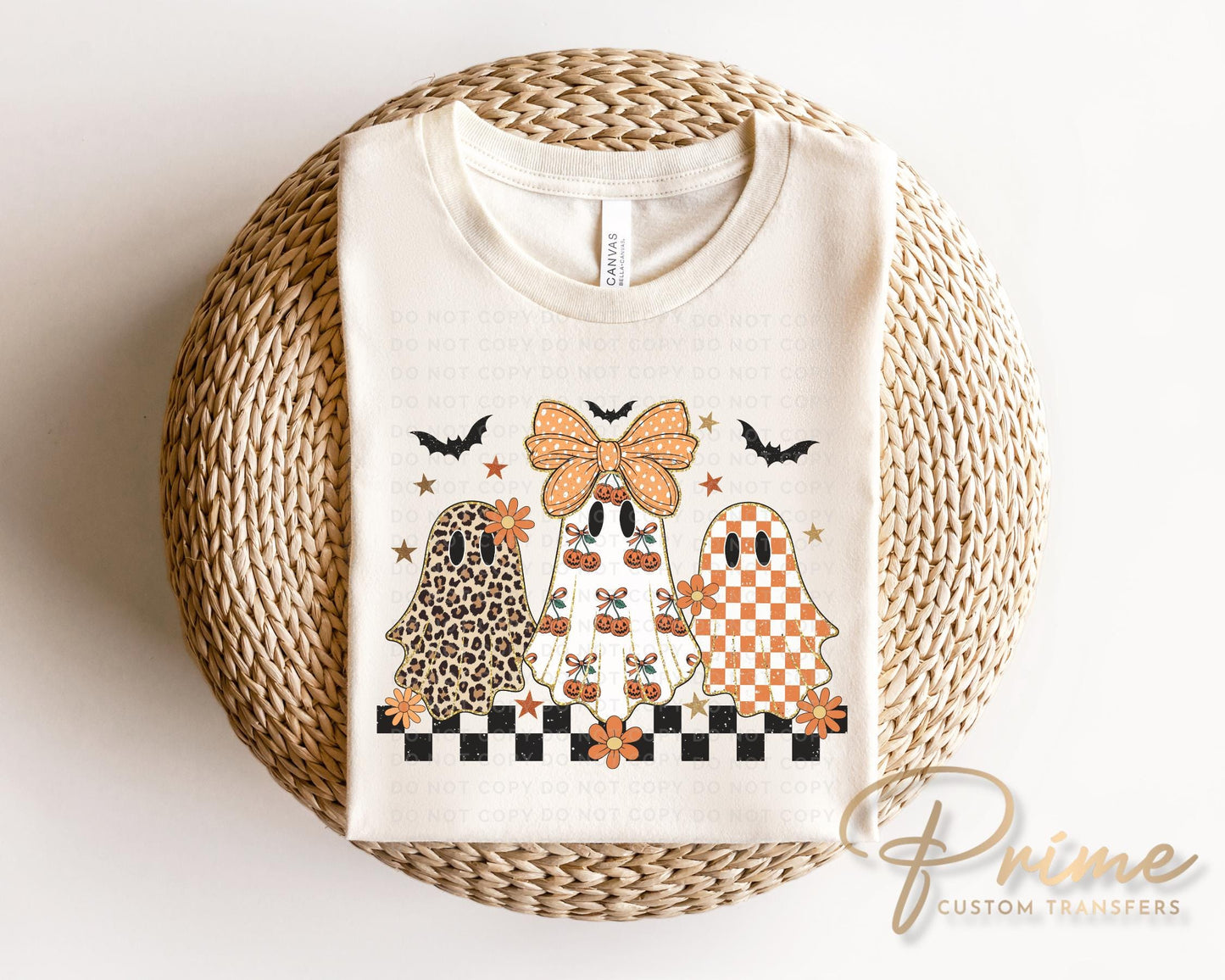 Checkered Coquette Ghosts DTF T-Shirt Transfer | Ready to Press