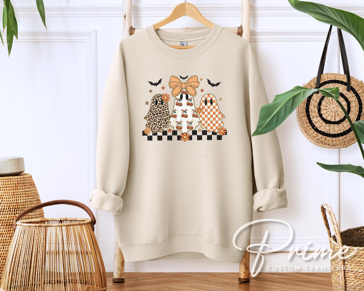 Checkered Coquette Ghosts DTF T-Shirt Transfer | Ready to Press