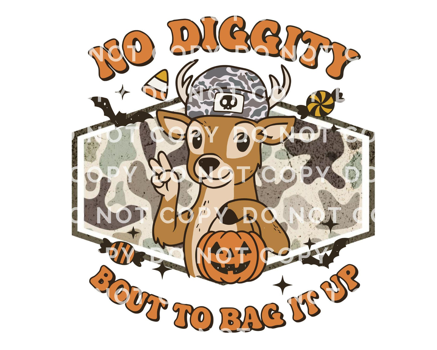 Bout To Bag It Up DTF Transfer, Ready to Press, T-shirt Transfers, Heat Transfer, Direct to Film, Trick or Treat, Camo, Buck