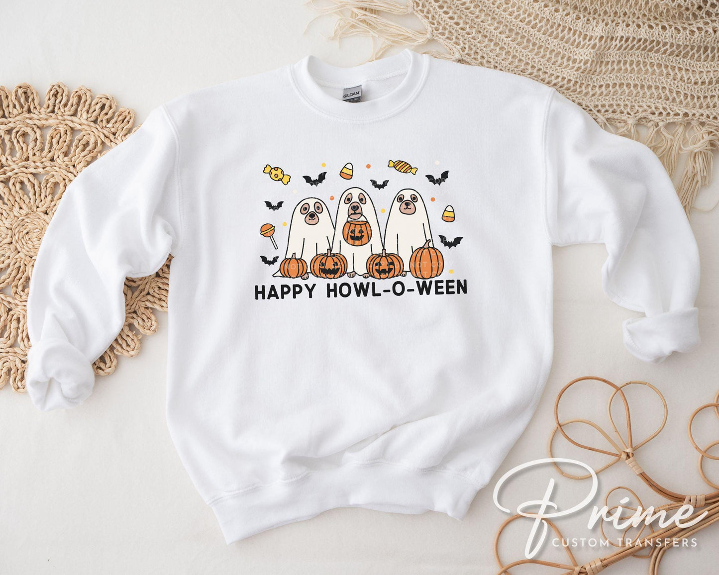 Halloween Dogs DTF Transfers, Ready to Press, T-shirt Transfers, Heat Transfer, Direct to Film, Ghost, Puppy, Pet Lover, Happy Howl-O-Ween