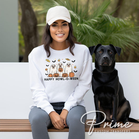 Halloween Dogs DTF Transfers, Ready to Press, T-shirt Transfers, Heat Transfer, Direct to Film, Ghost, Puppy, Pet Lover, Happy Howl-O-Ween