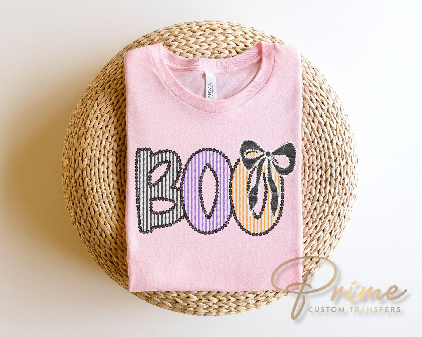 Boo Seersucker Coquette DTF Transfer, Ready to Press, T-shirt Transfer, Heat Transfer, Direct to Film, Halloween