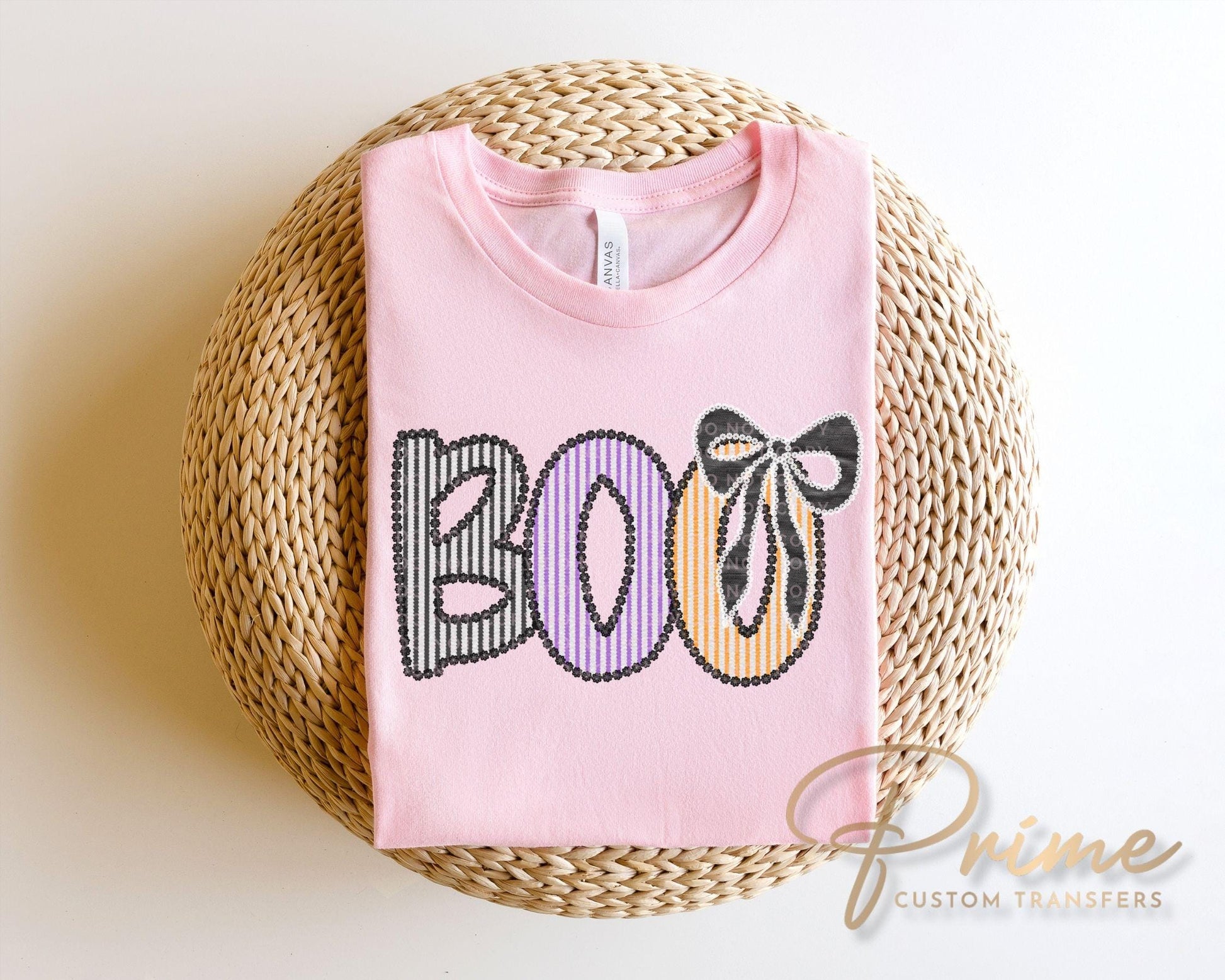 Boo Seersucker Coquette DTF Transfer, Ready to Press, T-shirt Transfer, Heat Transfer, Direct to Film, Halloween