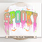 Drippy Neon Spooky DTF Transfer, Ready to Press, T-shirt Transfers, Heat Transfer, Direct to Film, Colorful, Checkered Halloween