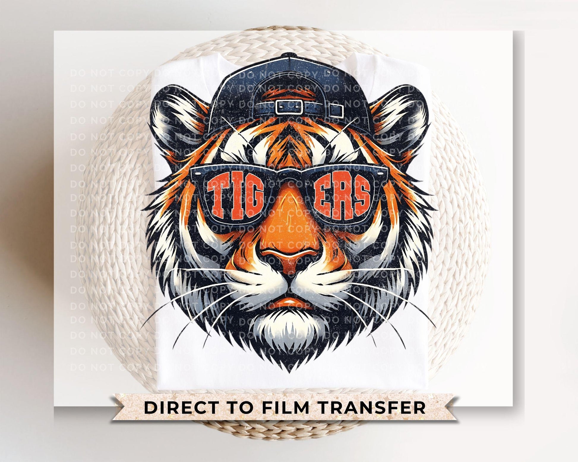 Tiger School Mascot DTF Transfer, Ready to Press, T-shirt Transfer, Heat Transfer, Direct to Film, Football, Baseball Lover
