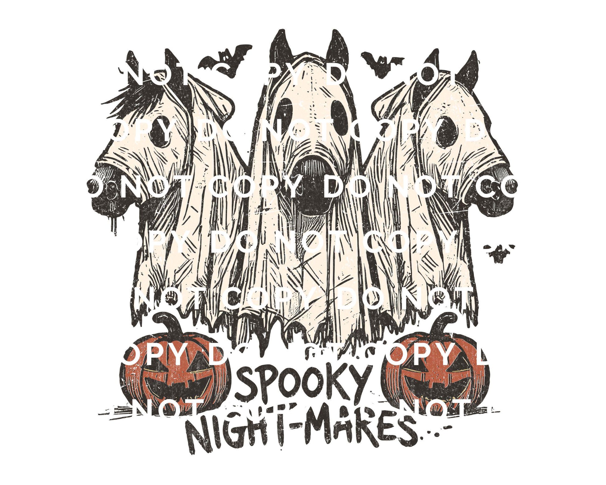Spooky Nightmares Horses DTF Transfer, Ready to Press, T-shirt Transfer, Heat Transfer, Direct to Film, Western, Halloween