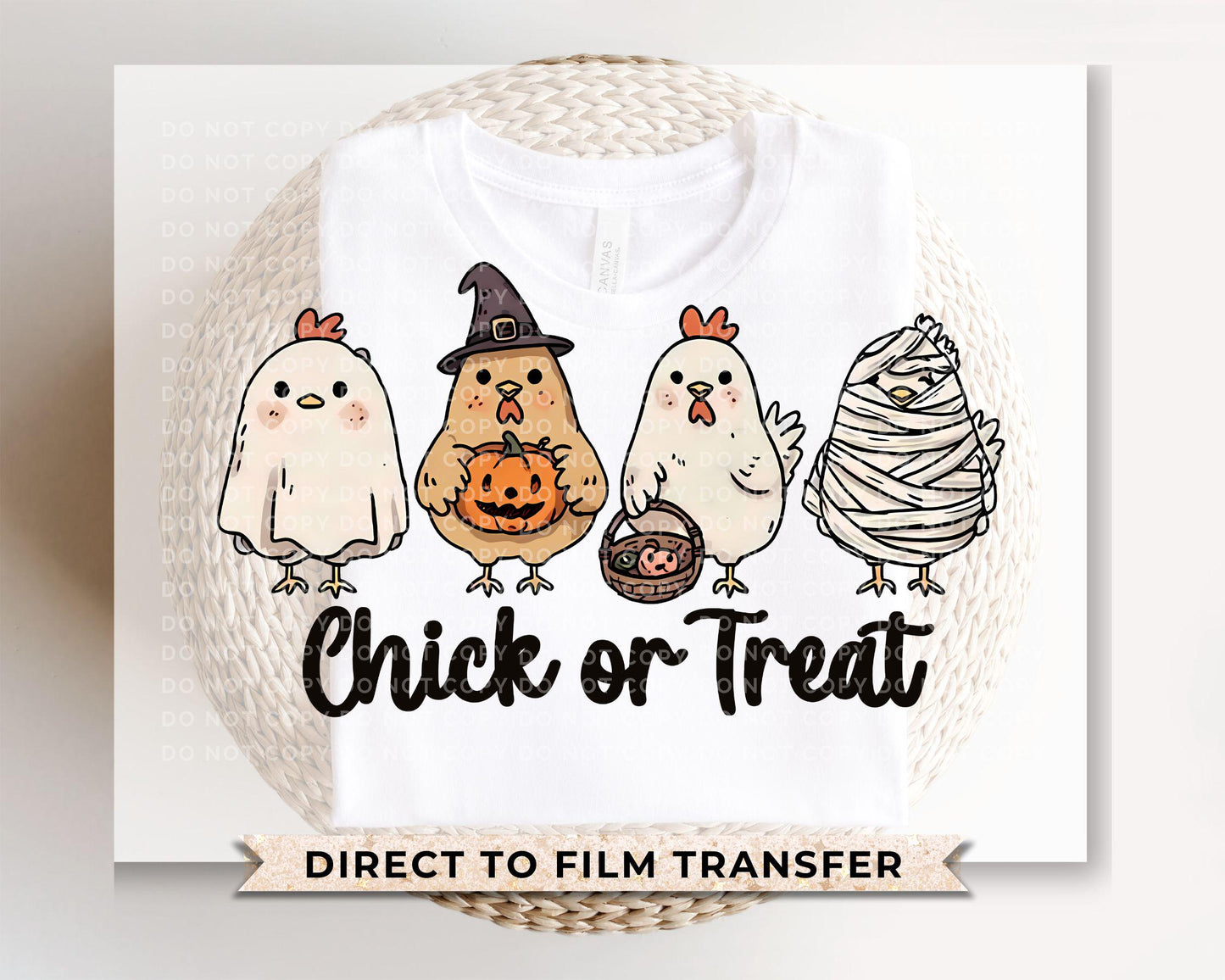 Chick Or Treat DTF Transfer, Ready to Press, Heat Transfer, Direct to Film, Chicken Mama, Halloween, Farm, Western