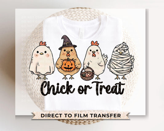 Chick Or Treat DTF Transfer, Ready to Press, Heat Transfer, Direct to Film, Chicken Mama, Halloween, Farm, Western