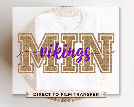Minnesota Football DTF Transfer | FAUX Glitter Effect | Direct to Film