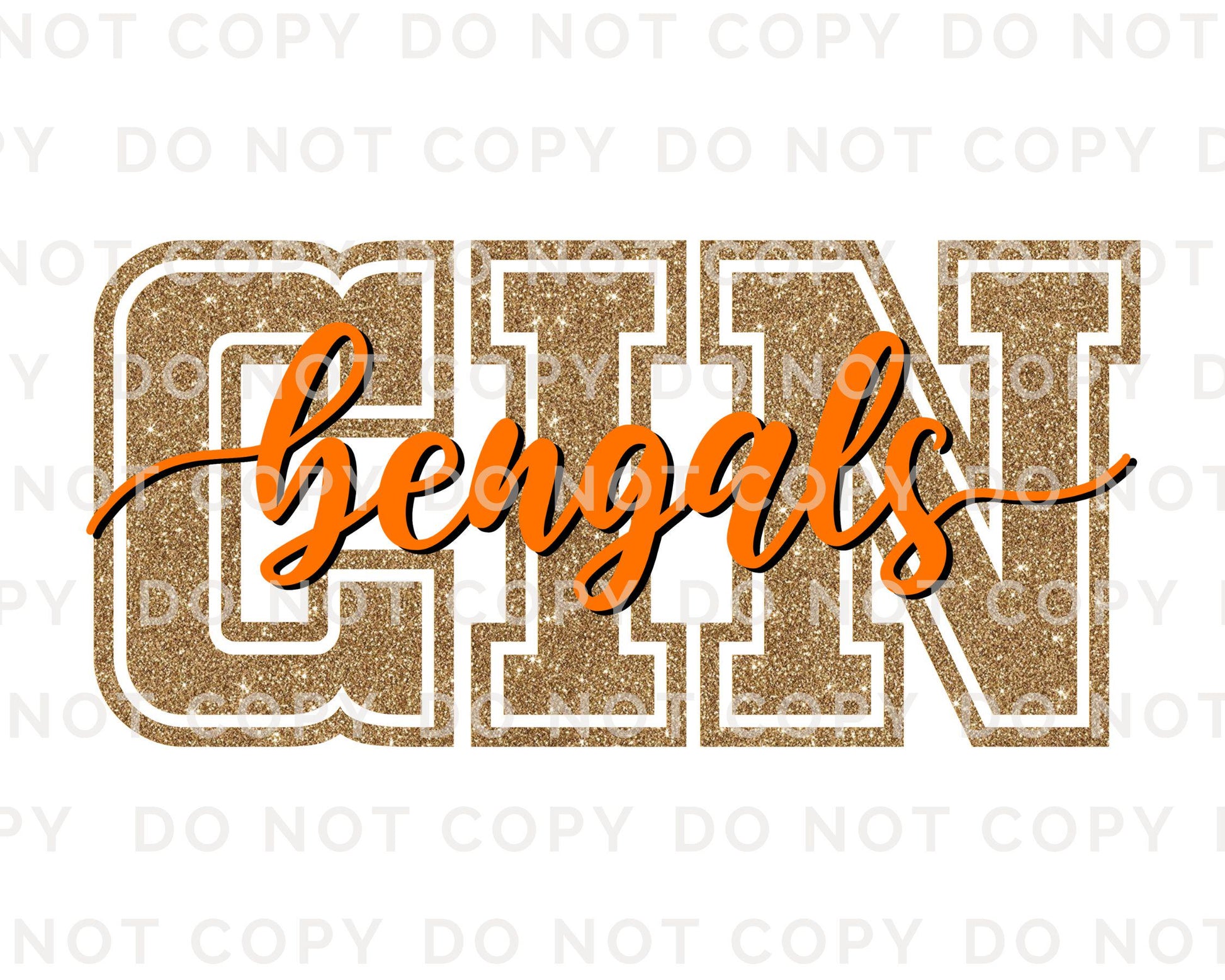 Cincinnati Football DTF Transfer | Direct to Film | Faux Glitter Effect