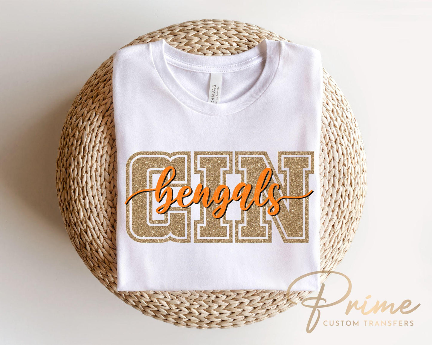 Cincinnati Football DTF Transfer | Direct to Film | Faux Glitter Effect