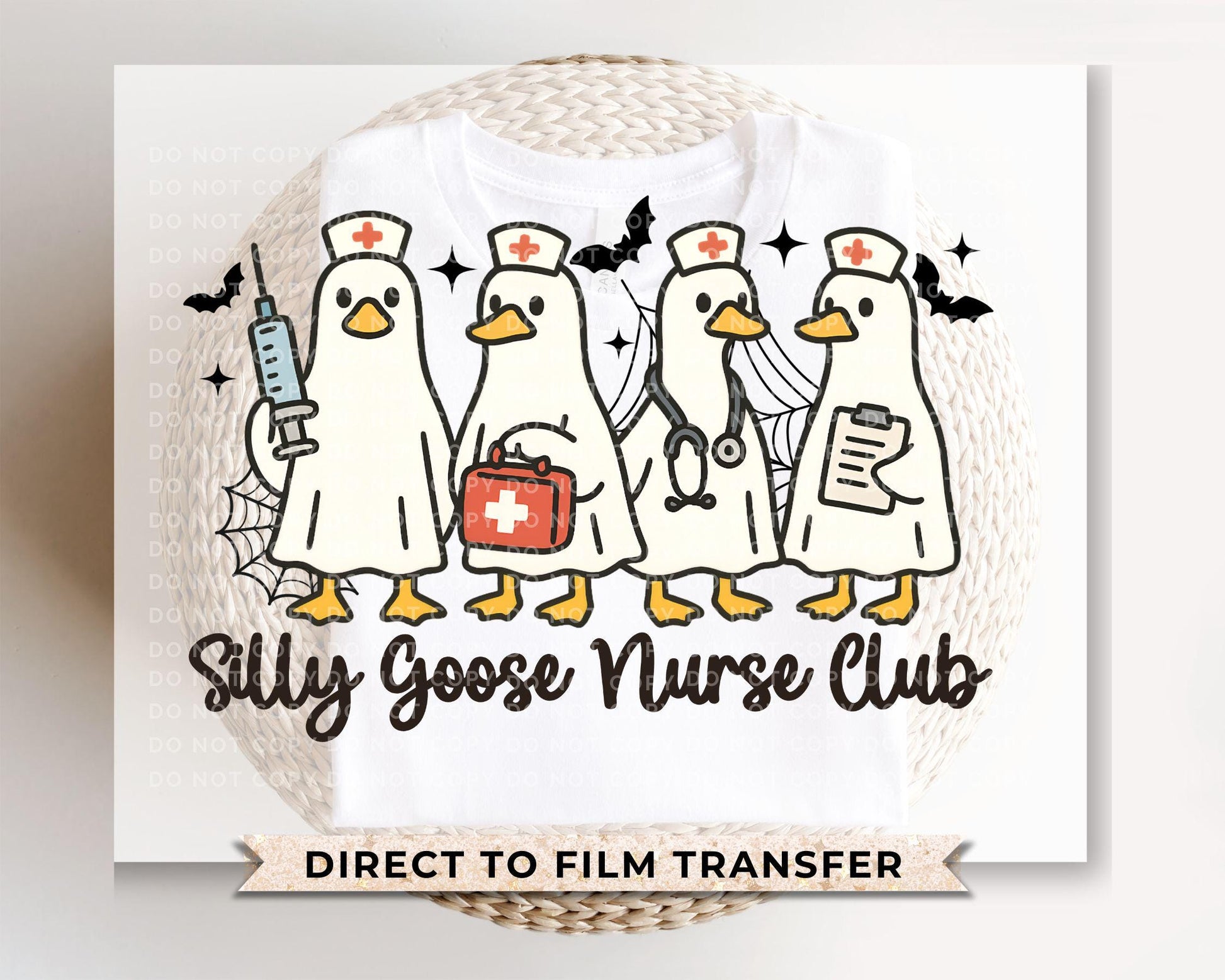 Silly Goose Nurse Club DTF Transfer, Ready to Press, T-shirt Transfer, Heat Transfer, Direct to Film, Halloween Nurse Shirt Decal