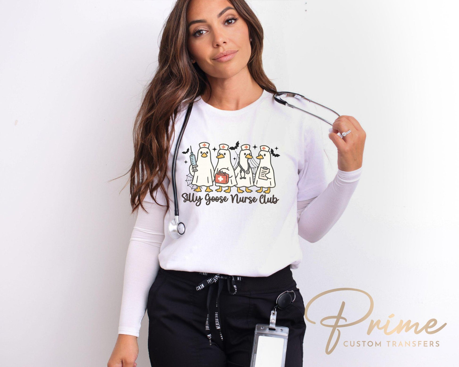 Silly Goose Nurse Club DTF Transfer, Ready to Press, T-shirt Transfer, Heat Transfer, Direct to Film, Halloween Nurse Shirt Decal