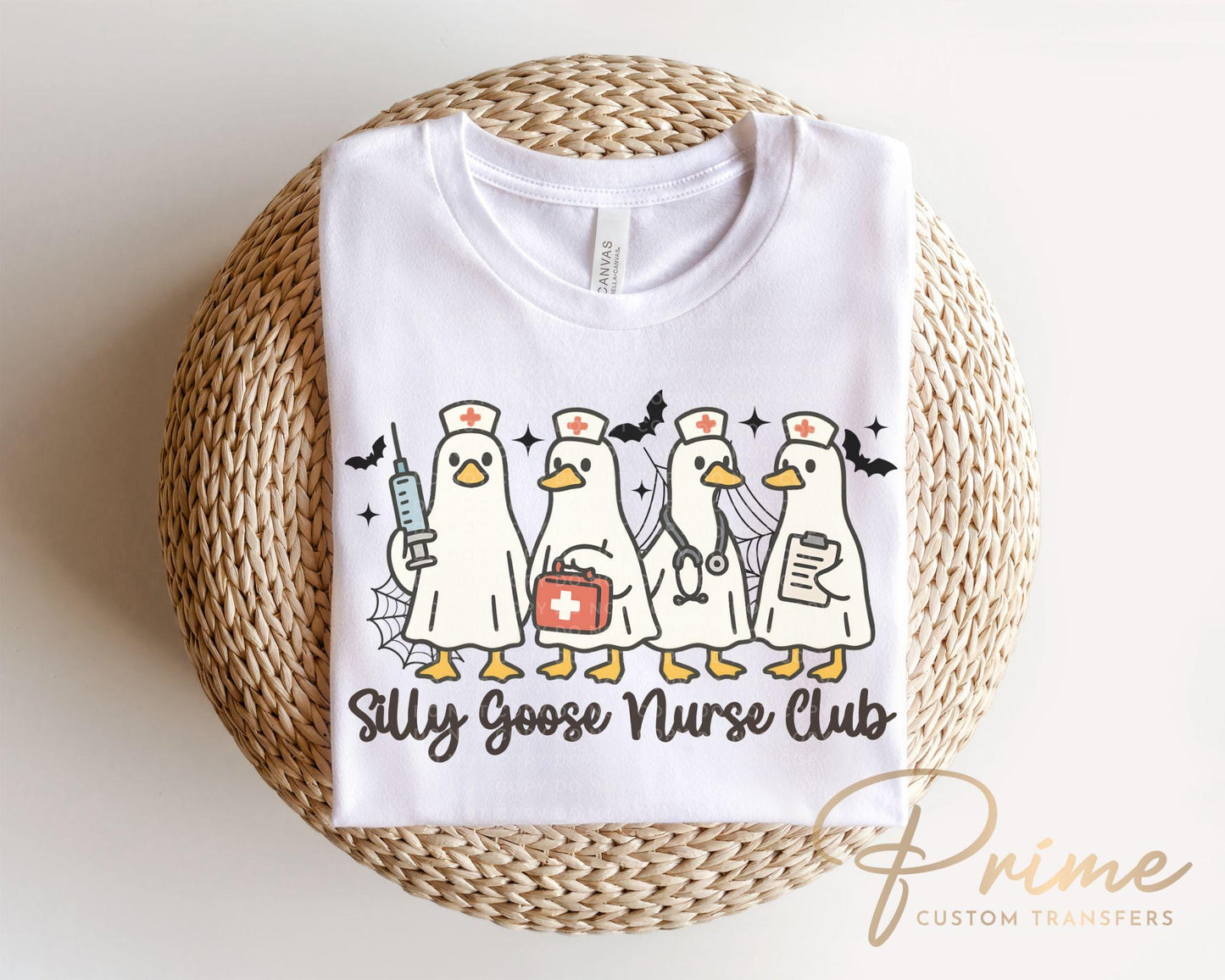 Silly Goose Nurse Club DTF Transfer, Ready to Press, T-shirt Transfer, Heat Transfer, Direct to Film, Halloween Nurse Shirt Decal