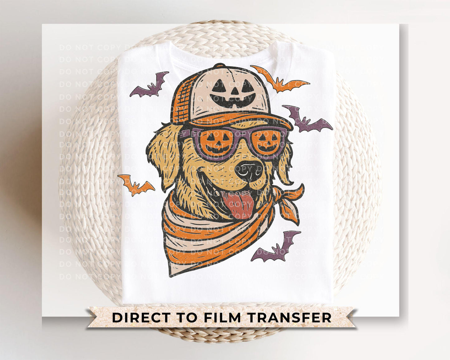 Halloween Golden Retriever DTF Transfers, Ready to Press, T-shirt Transfers, Heat Transfer, Direct to Film, Pet Lover, Dog Mom
