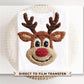 Faux Latch Hook Yarn Reindeer DTF Transfer, Trendy, Ready to Press, Viral