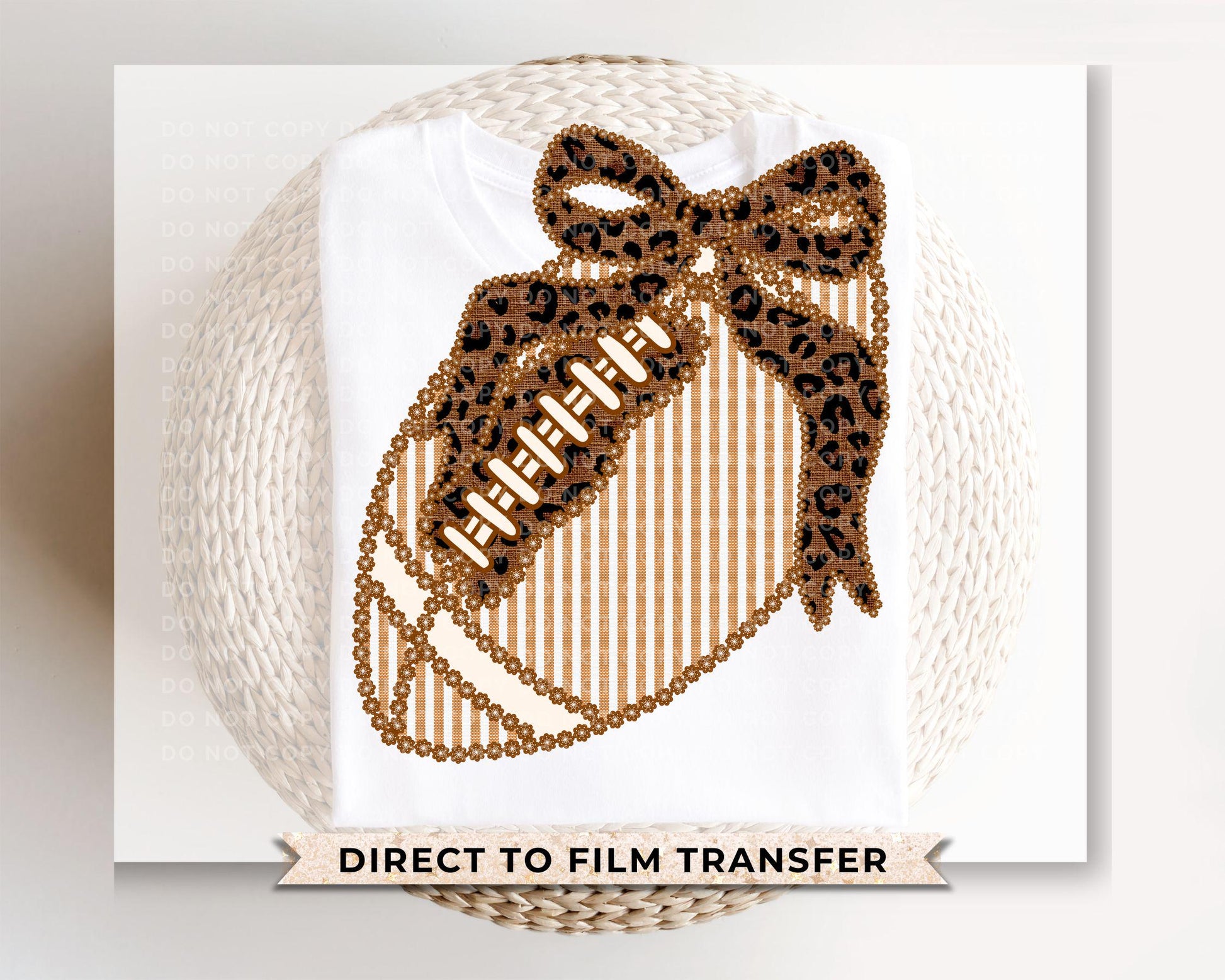 Coquette Seersucker Football DTF Transfer, Trendy, Ready to Press