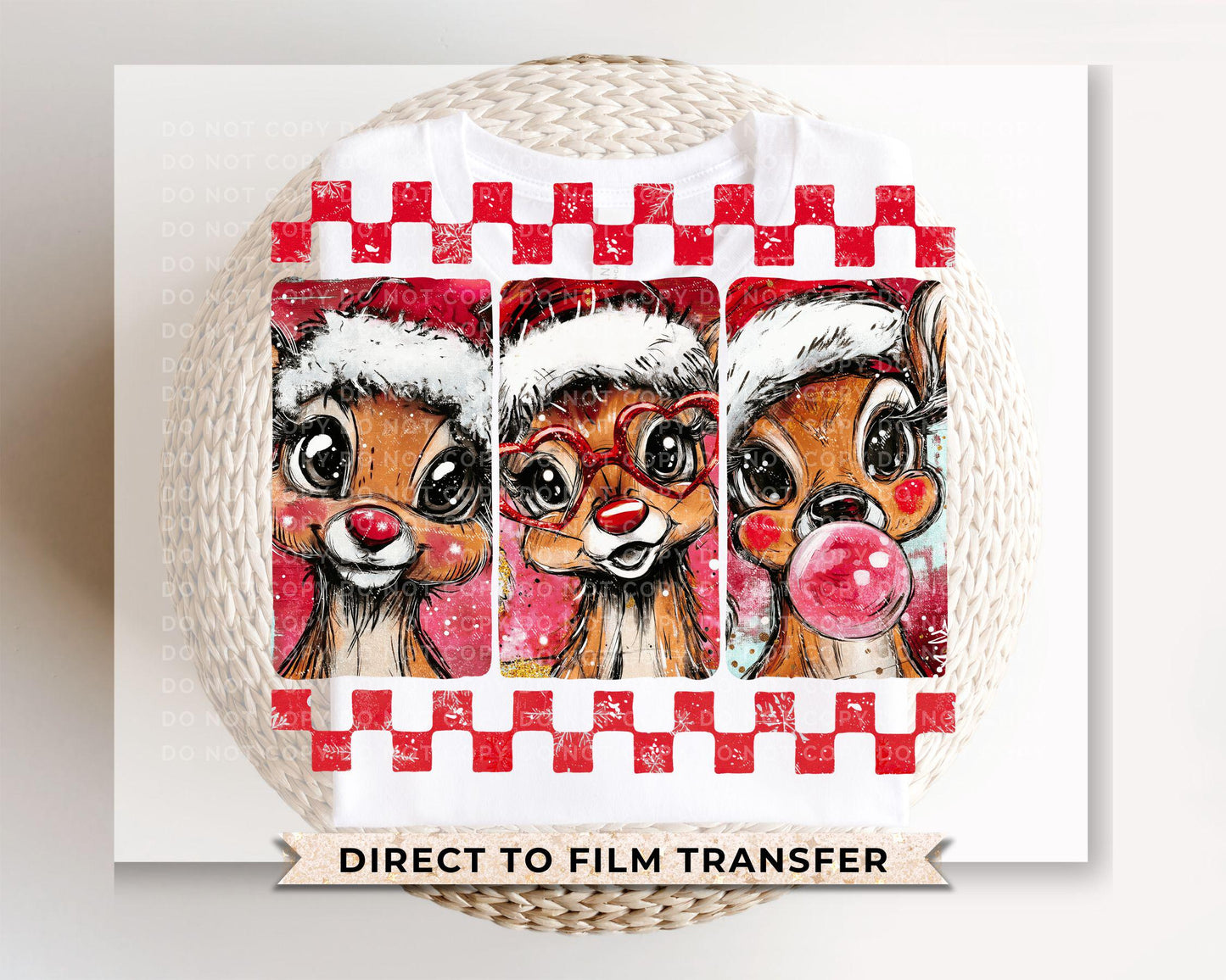 Brushstrokes Reindeer DTF Transfer, Trendy, Ready to Press