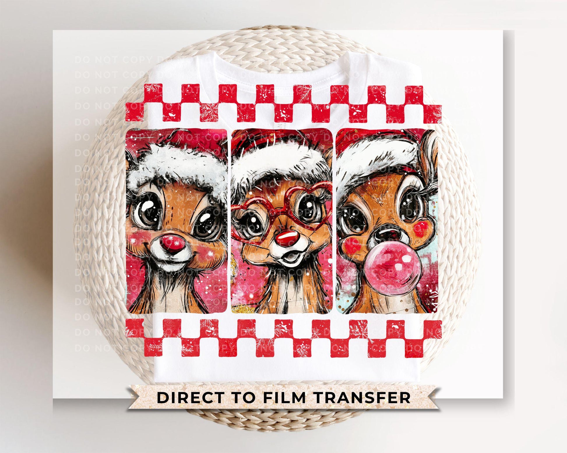 Brushstrokes Reindeer DTF Transfer, Trendy, Ready to Press