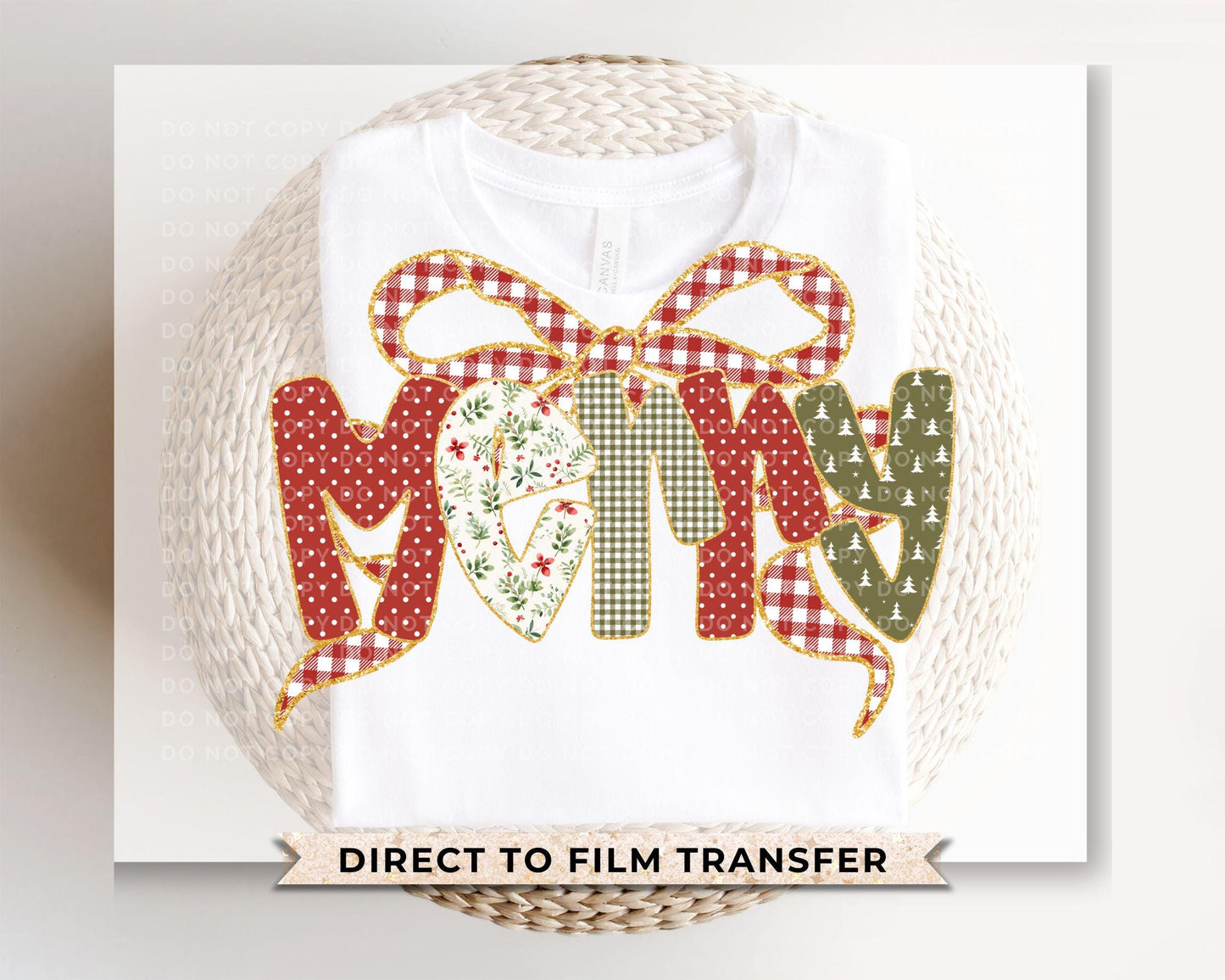 Coquette Bow Merry Christmas DTF Transfer, DTF Transfer, Trendy, Ready to Press