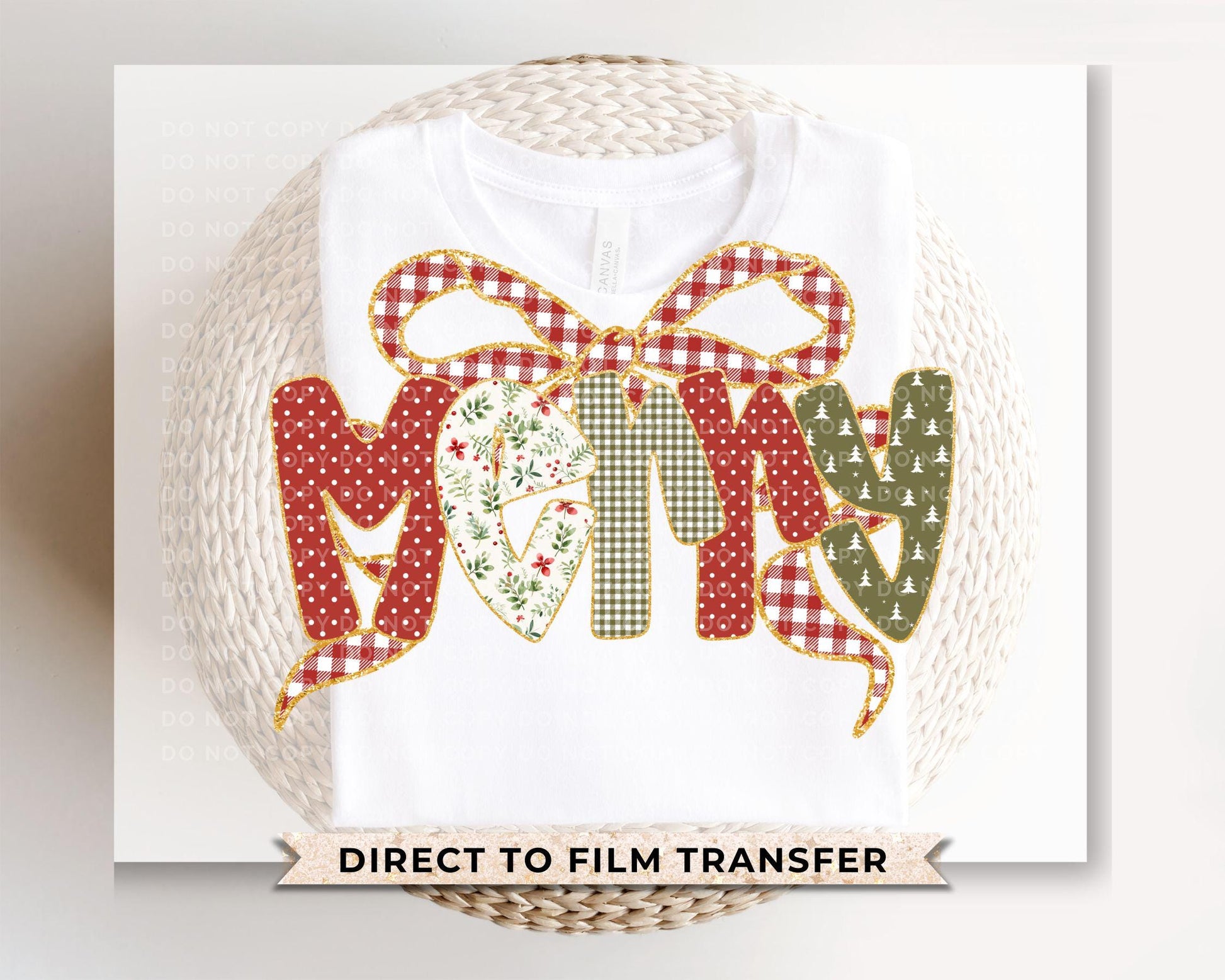 Coquette Bow Merry Christmas DTF Transfer, DTF Transfer, Trendy, Ready to Press