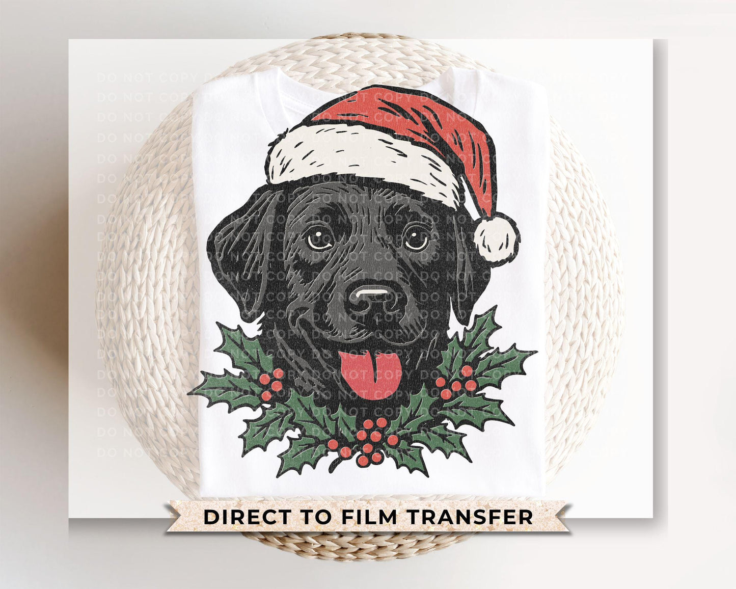 Black Lab Christmas DTF Transfer, Trendy Christmas, DTF Christmas, Ready to Press