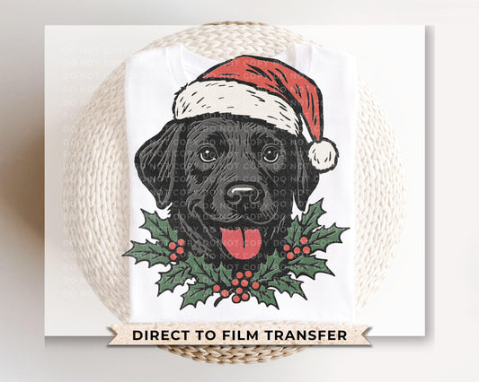 Black Lab Christmas DTF Transfer, Trendy Christmas, DTF Christmas, Ready to Press