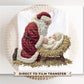 Faux Latch Hook Yarn Santa and Baby Jesus DTF Transfer, Trendy, Ready to Press, Nativity