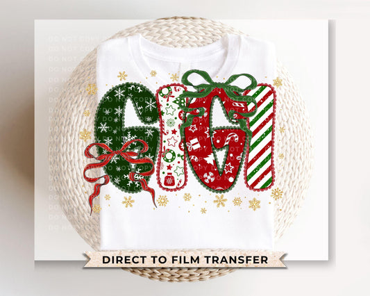 Coquette Christmas Gigi DTF Transfer, DTF Transfer, Trendy, Ready to Press, Gift for Grandma