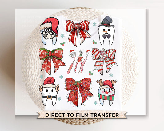 Christmas Dental DTF Transfer, Ready to Press, T-shirt Transfer, Heat Transfer, Direct to Film, Assistant, Dentist Office, Tooth Brush