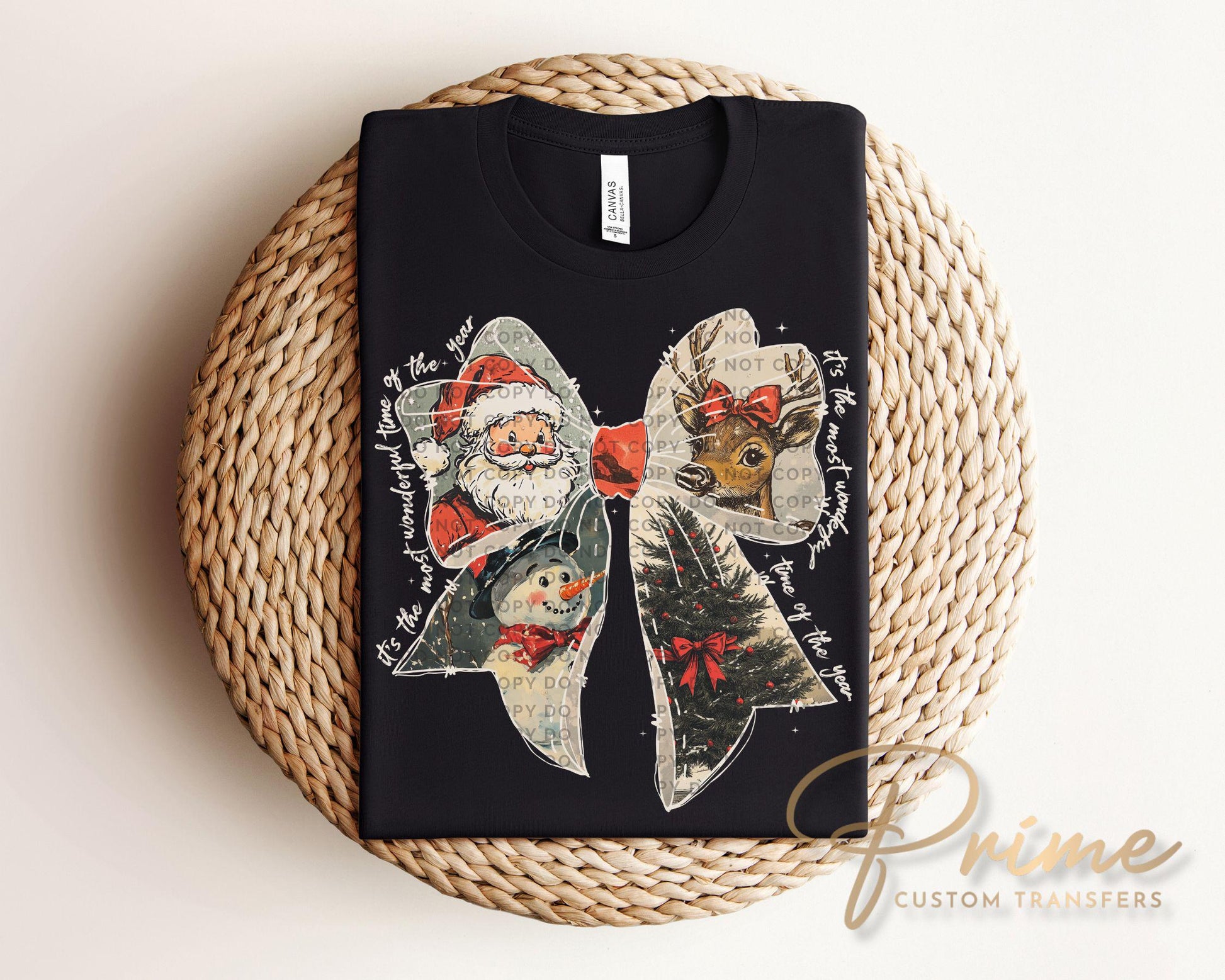 Coquette Christmas Bow DTF Transfer, Ready to Press, Direct to Film, Holiday, Old Fashion Bow