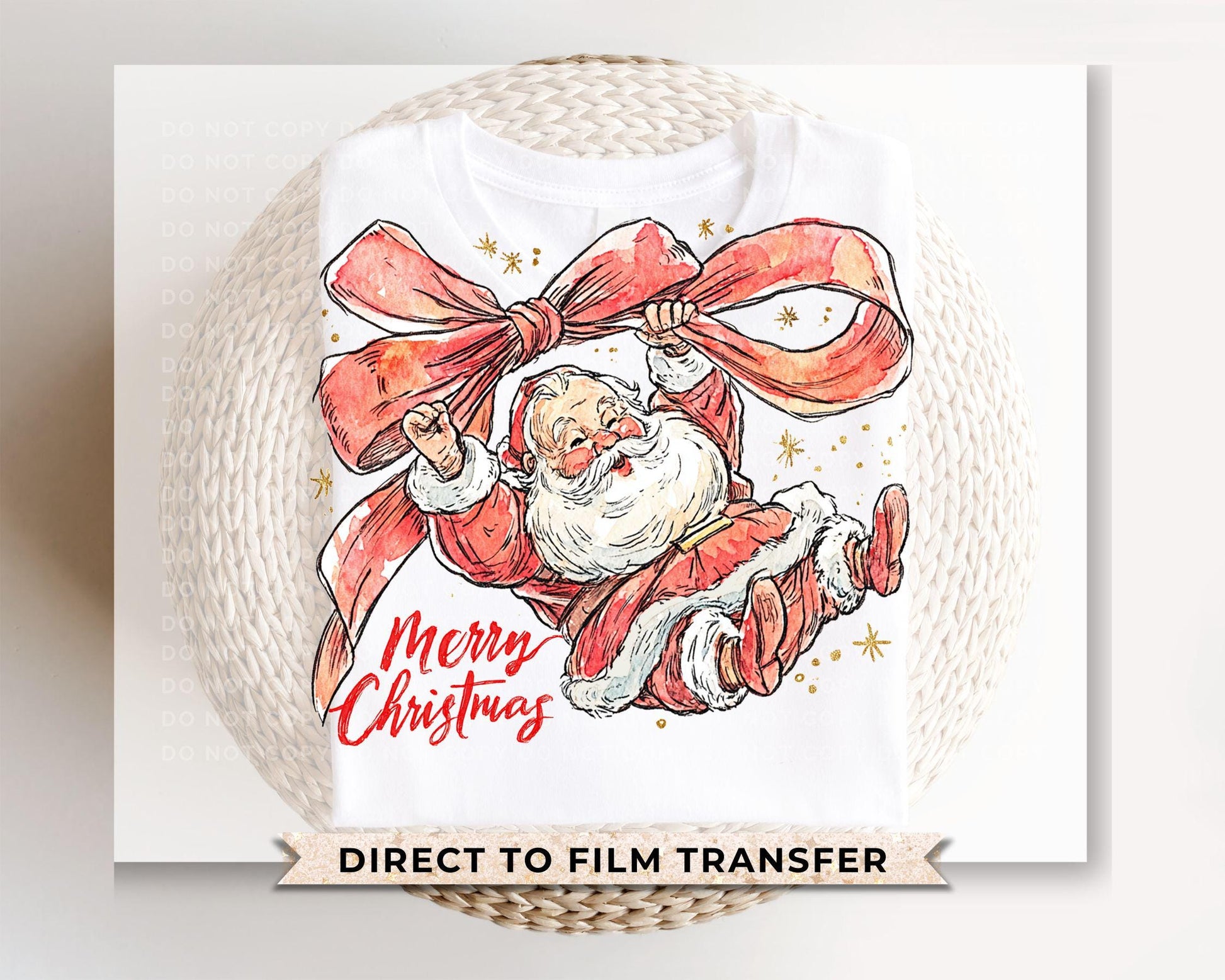 Coquette Santa DTF Transfer, Ready to Press, T-shirt Transfers, Heat Transfer, Direct to Film, Holiday, Merry Christmas