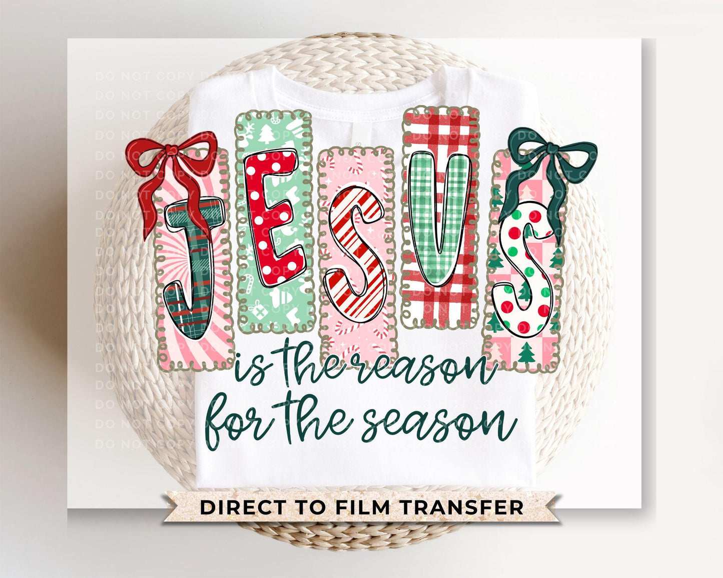 Jesus is the Reason for the Season DTF Transfers, Ready to Press, Heat Transfer, Direct to Film, Christian, Nativity, Coquette Christmas