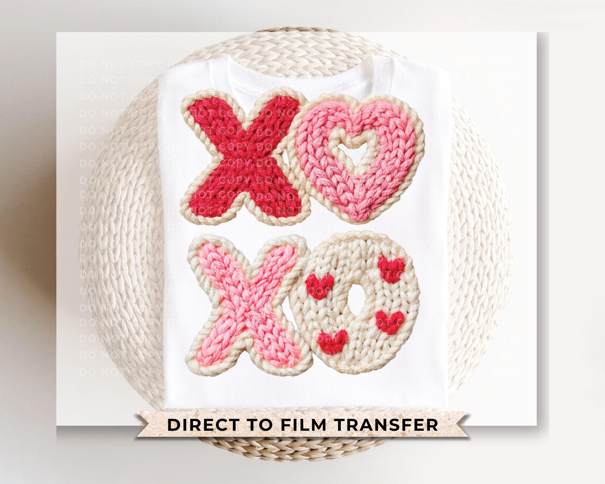 XOXO Faux Yarn DTF Transfer | Ready To Press | Direct To Film