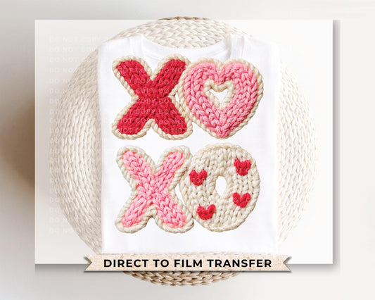 XOXO Faux Yarn DTF Transfer | Ready To Press | Direct To Film