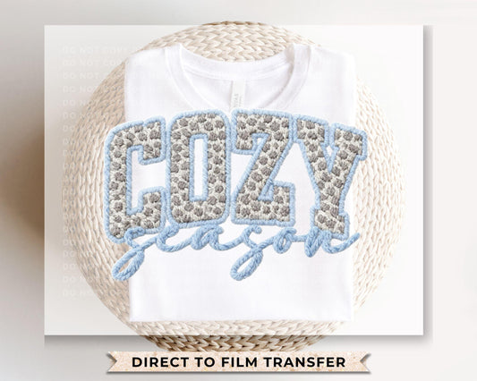 Cozy Season DTF Transfer | Ready to Press | Direct to Film, Faux Yarn