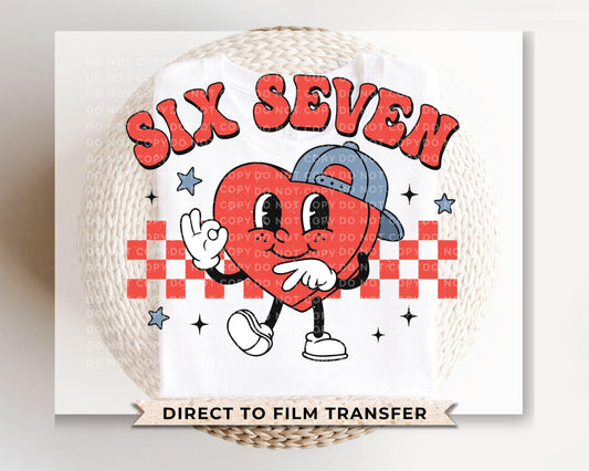 Six Seven Boy Heart Valentine DTF Transfer | Ready to Press | Direct to Film